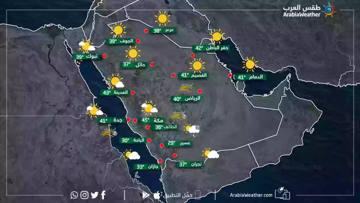 المركز الوطني للأرصاد يبشر بأجواء بديعة اليوم السبت على هذه المناطق في المملكة ويحدد مناطق سقوط الأمطار والمناطق الخطرة 