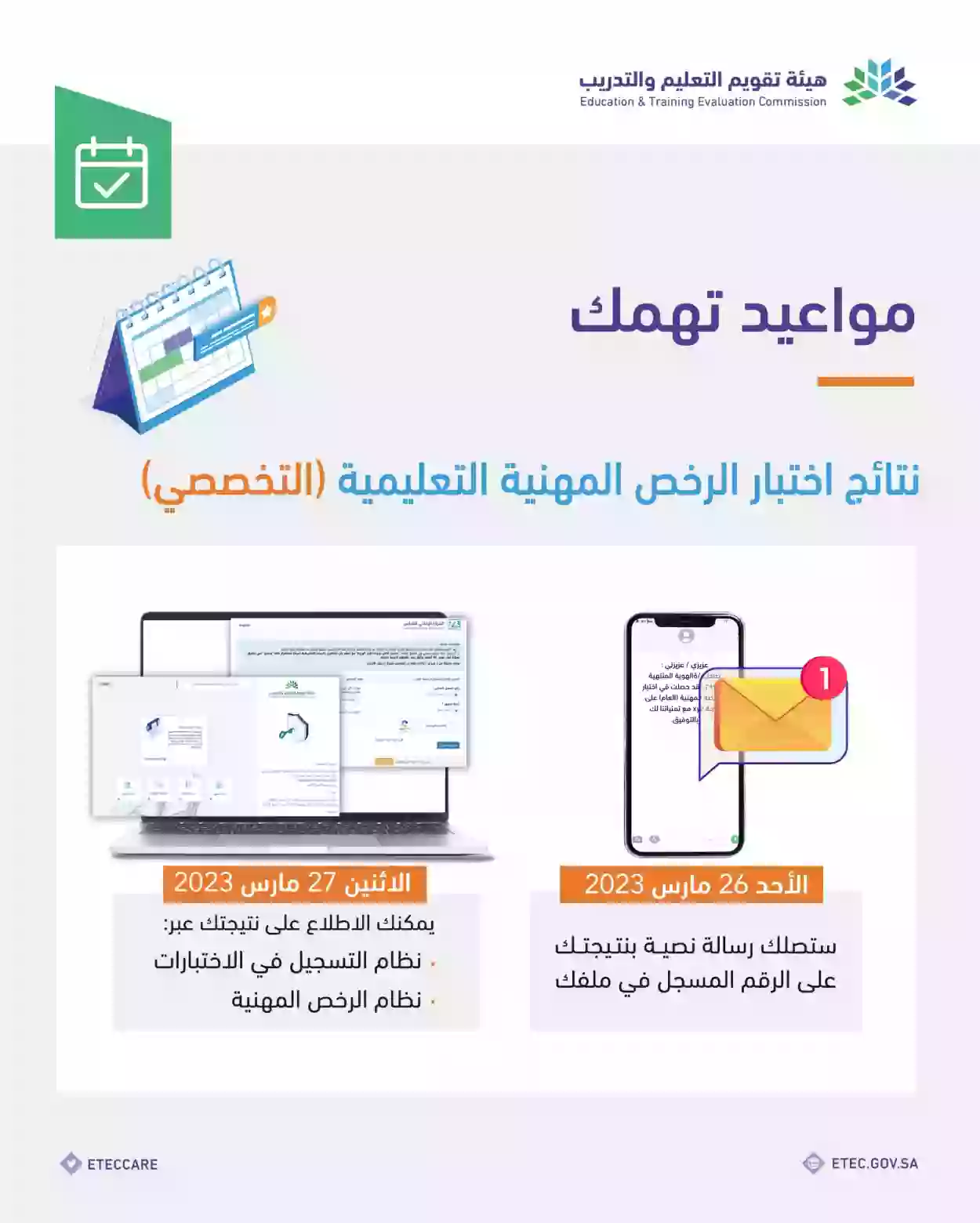 طريقة الاستعلام عن نتيجة إختبار الرخصة المهنية